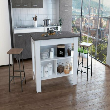 DEPOT E-SHOP Delos Four Legs & Three Shelves Kitchen Island, White & Onix DE-ABX6535